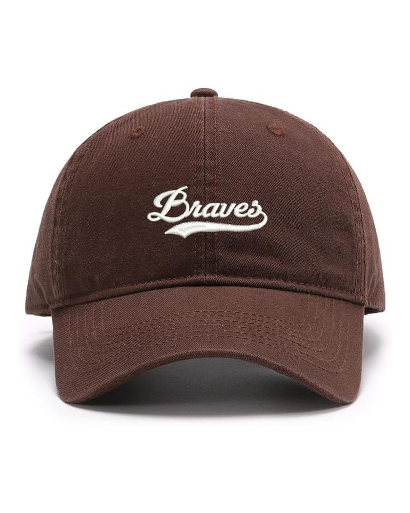 Men's Baseball Caps Embroidered Braves Washed Cotton Vintage Caps Brwon $12.31 Baseball Caps