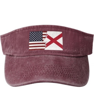 Ripped Style American and Flag of Alabama Sun Visor Hats for Women Men Adjustable Sports Sun Hats Cotton Golf Cap Red $10.93 ...