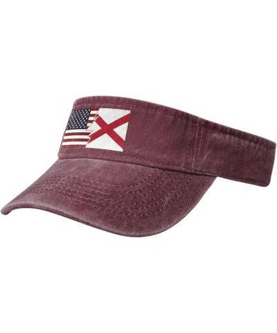 Ripped Style American and Flag of Alabama Sun Visor Hats for Women Men Adjustable Sports Sun Hats Cotton Golf Cap Red $10.93 ...