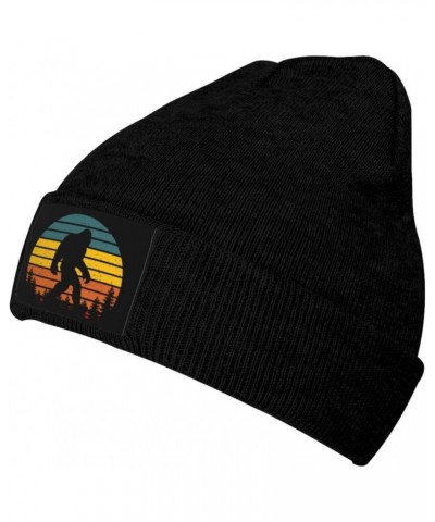 Retro Bigfoot Silhouette Soft Stretch Warmth Beanie,Men Women Cuffed Thick Skull Knit Hat Cap Black $9.44 Skullies & Beanies