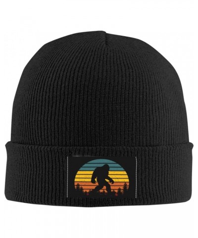 Retro Bigfoot Silhouette Soft Stretch Warmth Beanie,Men Women Cuffed Thick Skull Knit Hat Cap Black $9.44 Skullies & Beanies