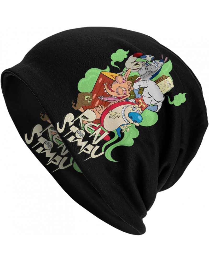 The Ren Anime Stimpy Show Knit Hat Beanie Cap Fashion Knitted Hat for for Men Women Teenager Black $10.63 Skullies & Beanies