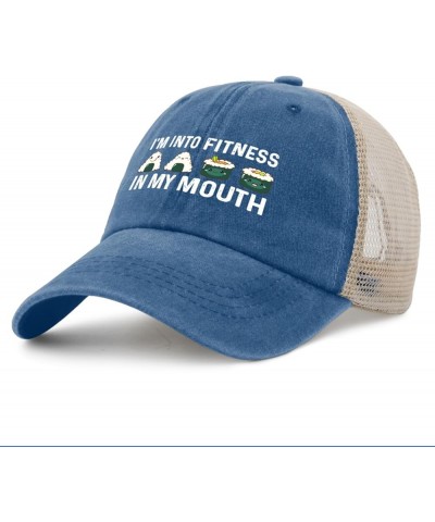 I'm Into Fitness Sushi in My Mouth Trucker Hat Women Vintage Mesh Hat for Summer Blue $8.69 Sun Hats