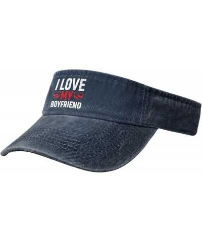 I Love My Boyfriend Sun Visor Hats for Women Men Sun Hat Vintage Golf Hat Adjustable Baseball Cap Navy Blue $10.15 Visors