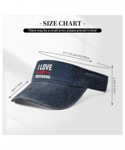 I Love My Boyfriend Sun Visor Hats for Women Men Sun Hat Vintage Golf Hat Adjustable Baseball Cap Navy Blue $10.15 Visors