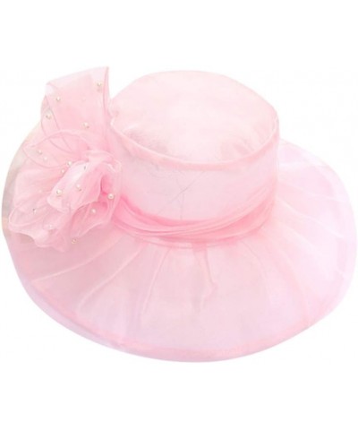 Women's Church Fascinator Bridal Tea Party Wedding Hat Marching Band Hats for Women B-pink $8.78 Rain Hats