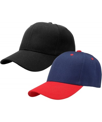 2pcs Baseball Cap for Men Women Adjustable Size for Outdoor Activities Black/Navyred $9.71 Baseball Caps