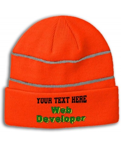 Custom Reflective Beanie Web Developer High Visibility Running Gear Skull Cap for Men & Women 1 Size Neon Orange Personalized...