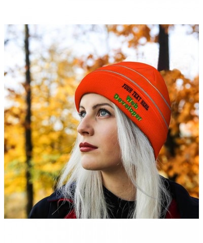 Custom Reflective Beanie Web Developer High Visibility Running Gear Skull Cap for Men & Women 1 Size Neon Orange Personalized...