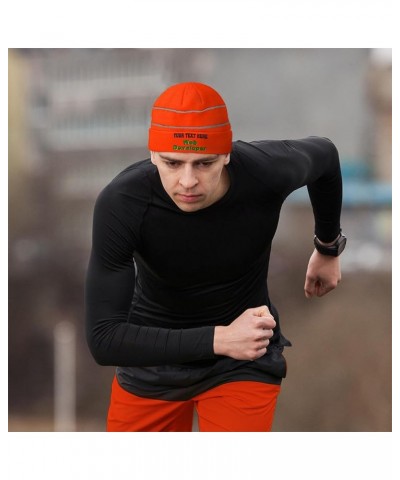 Custom Reflective Beanie Web Developer High Visibility Running Gear Skull Cap for Men & Women 1 Size Neon Orange Personalized...