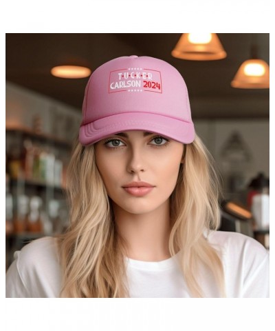 Tucker Carlson 2024 Men's Baseball Hat Original Snapback Cap Adjustable Pink $11.02 Baseball Caps