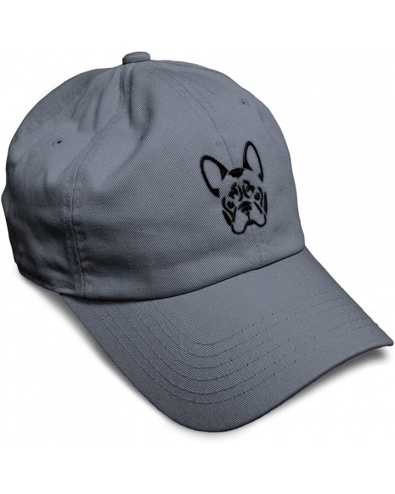 Custom Soft Baseball Cap French Bulldog Silhouette Embroidery Dogs Twill Cotton Dad Hats for Men & Women Dark Grey Design Onl...