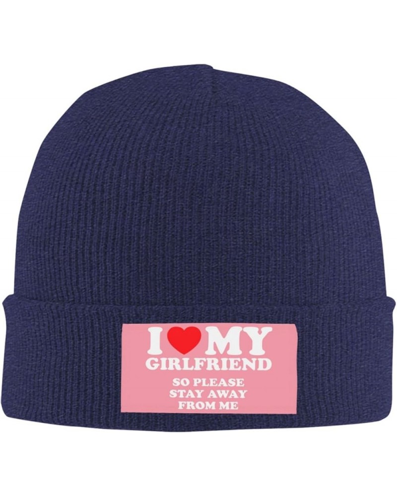 I Love My Hot Girlfriend So Please Stay Away from Me Beanie Hat Women Knitted Skull Cap Men Knit Slouchy Hat Black Navy Blue ...