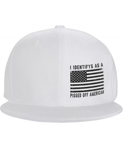 I Identifys As A Pissed Off American Baseball Hats for Men Women Gray Snapback Hats Baseball Caps Hip Hop Trucker Caps White ...