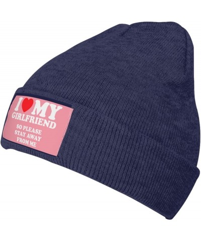 I Love My Hot Girlfriend So Please Stay Away from Me Beanie Hat Women Knitted Skull Cap Men Knit Slouchy Hat Black Navy Blue ...