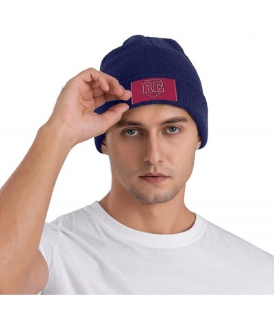 Roanoke College Logo Stretch Beanie Knit Hat for Men Women Winter Fall Spring Warm Cap Navy Blue $13.67 Skullies & Beanies