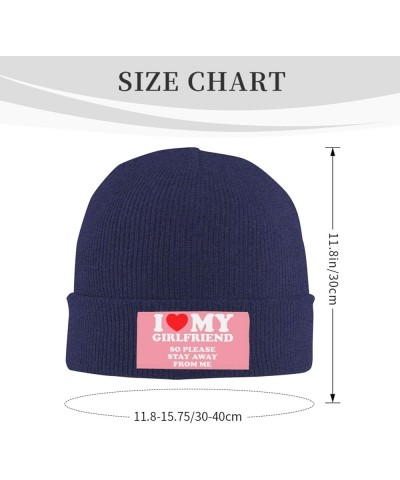 I Love My Hot Girlfriend So Please Stay Away from Me Beanie Hat Women Knitted Skull Cap Men Knit Slouchy Hat Black Navy Blue ...