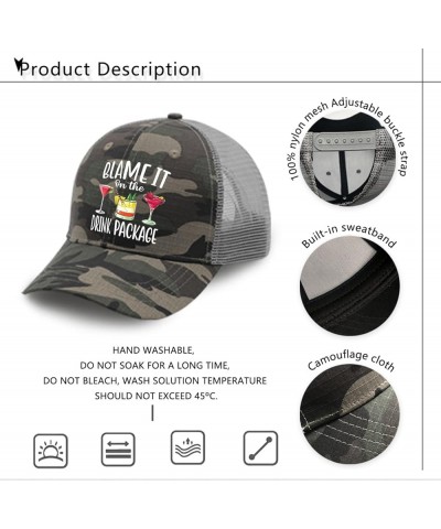 Blame It On The Drinkk Package Baseball Cap Gardening Hat AllBlack Black Hats for Men Gifts for Men Workout Hat Allblack $10....