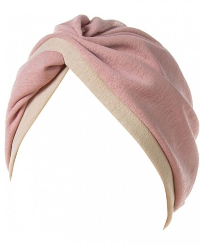 Olive Wool Elastic Solid Color Comfortable Cap Beaded Large Cap for Women Large Hats Women Muslim Hat - Pink $8.18 Rain Hats