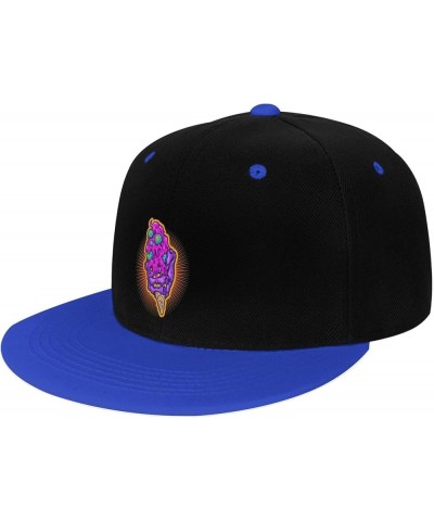 Scary Zombie Eye Ice Cream Snapback Hat for Men Women Baseball Cap Trucker Flat Bill Hats Dad Caps Blue $13.57 Baseball Caps