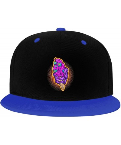 Scary Zombie Eye Ice Cream Snapback Hat for Men Women Baseball Cap Trucker Flat Bill Hats Dad Caps Blue $13.57 Baseball Caps